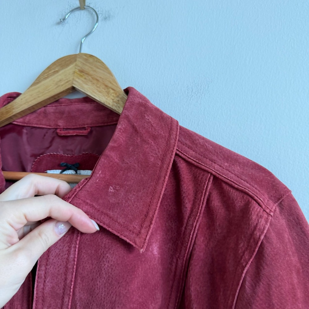 Vintage Maroon Suede Silver Snap Front Suede Jacket - Picture 8 of 14